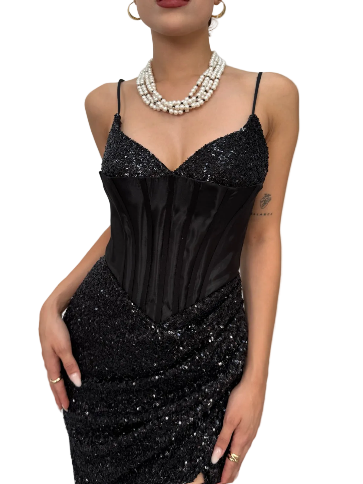 Black Sequin Mermaid Gown with Corset Back - Custom Order